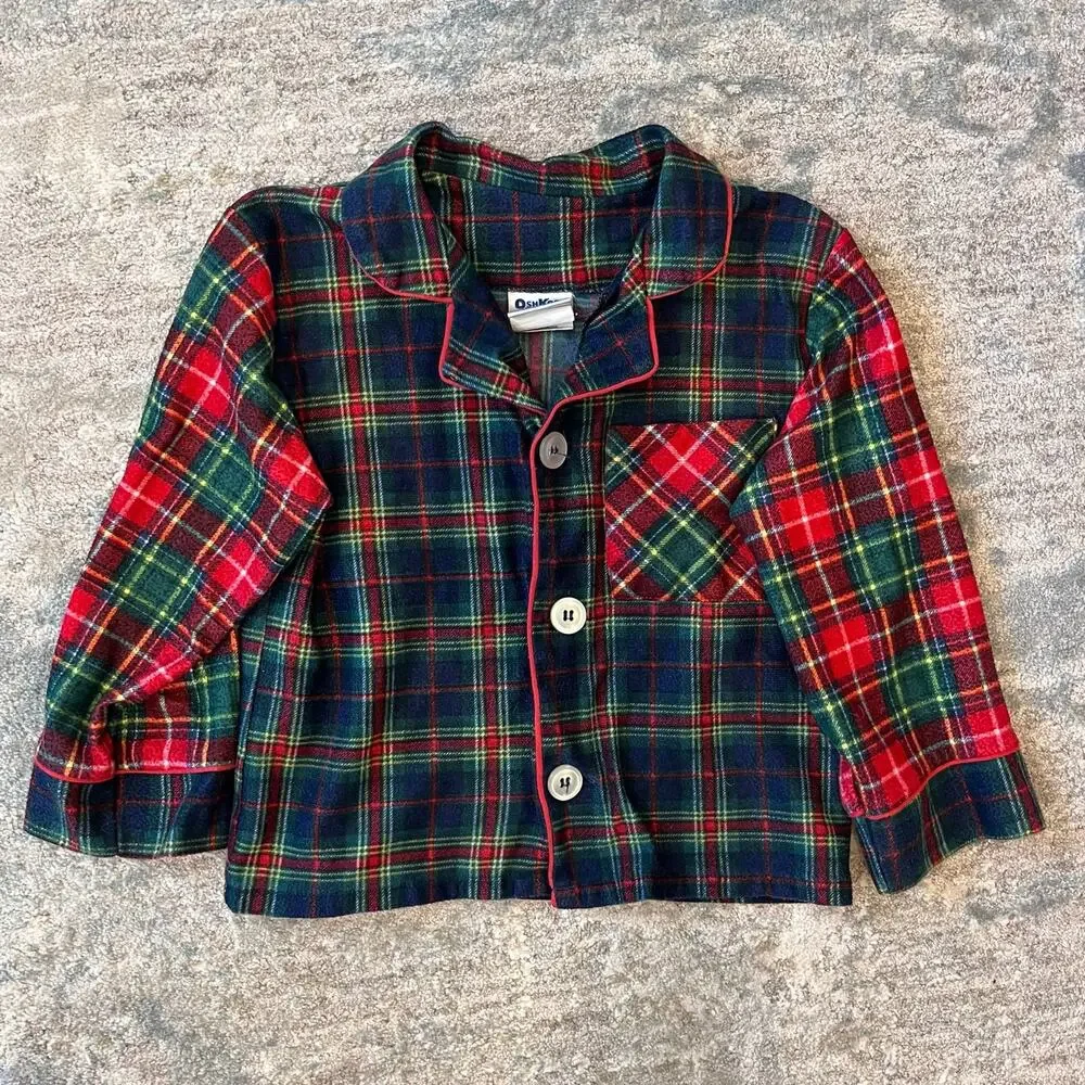 Vintage OshKosh B'gosh Patchwork Plaid Flannel Pajama Set 6